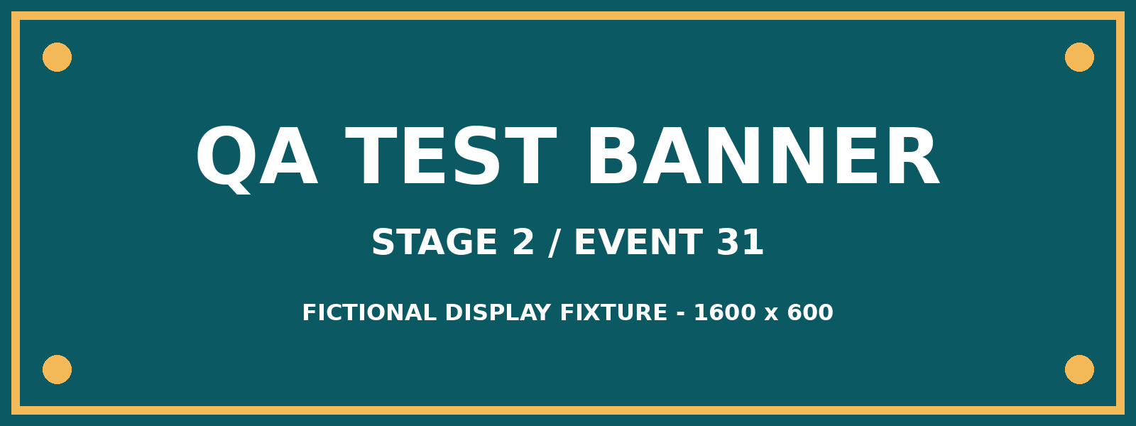 QA test banner for Stage 2 event 31